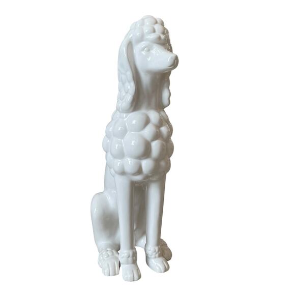 Fancy French Poodle Figurine Statue Large 17in White Ceramic Luxury Decor NEW